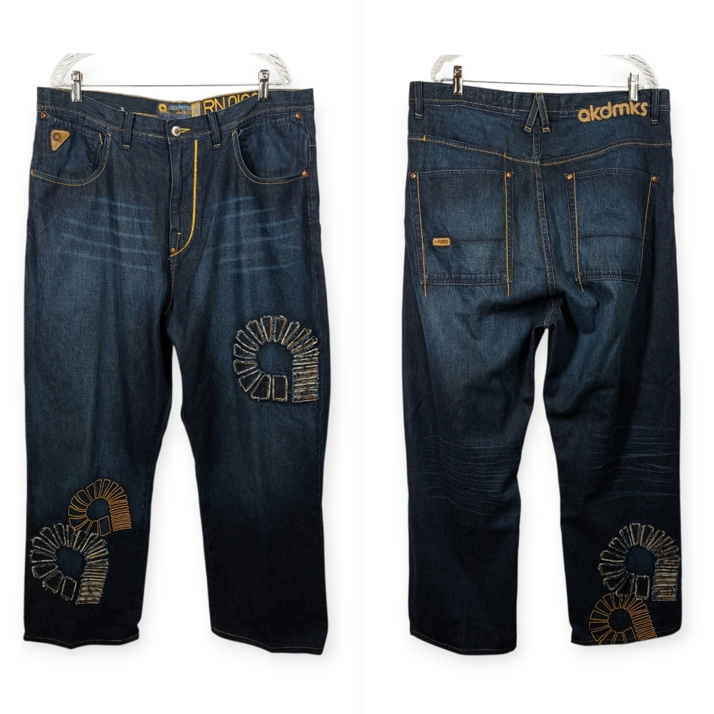 Vintage AKADEMIKS Denim Jeans 38W x 29L Relaxed Fit Streetwear Pants Hip Hop Y2K